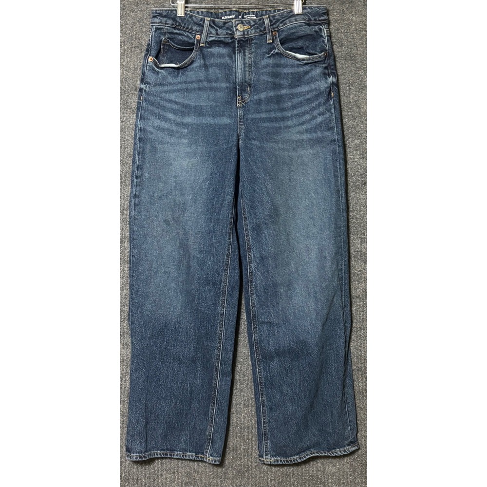 Old‎ Navy Sky-Hi Wide Leg Jeans Womens 10 Extra High Rise Medium Wash Denim